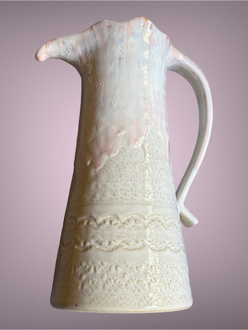 Anthropologie Old Havana Portuguese Stoneware Pitcher in Vintage Blush HTF Color